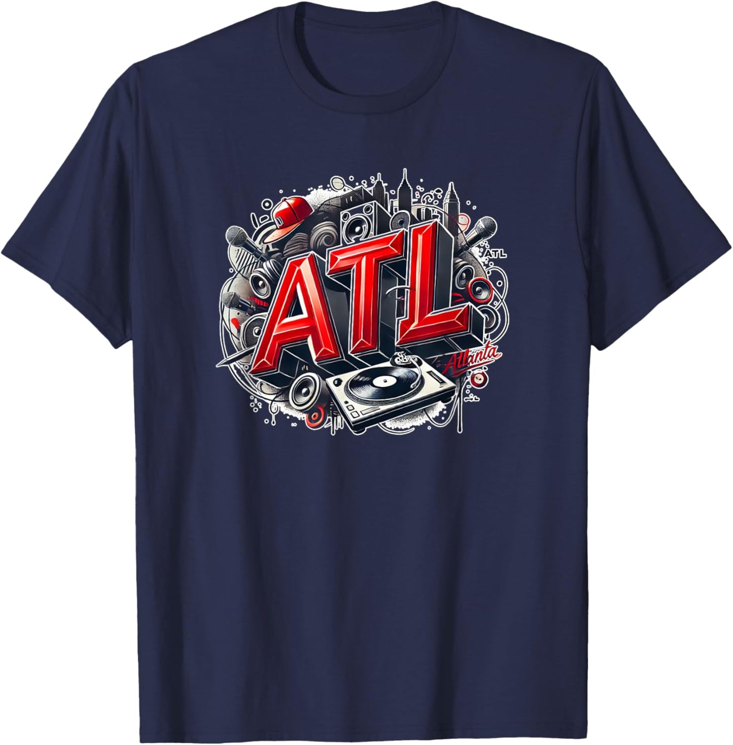 ATL / Atlanta DJ Hip Hop Turntable T-Shirt - T-Shirt | Navy