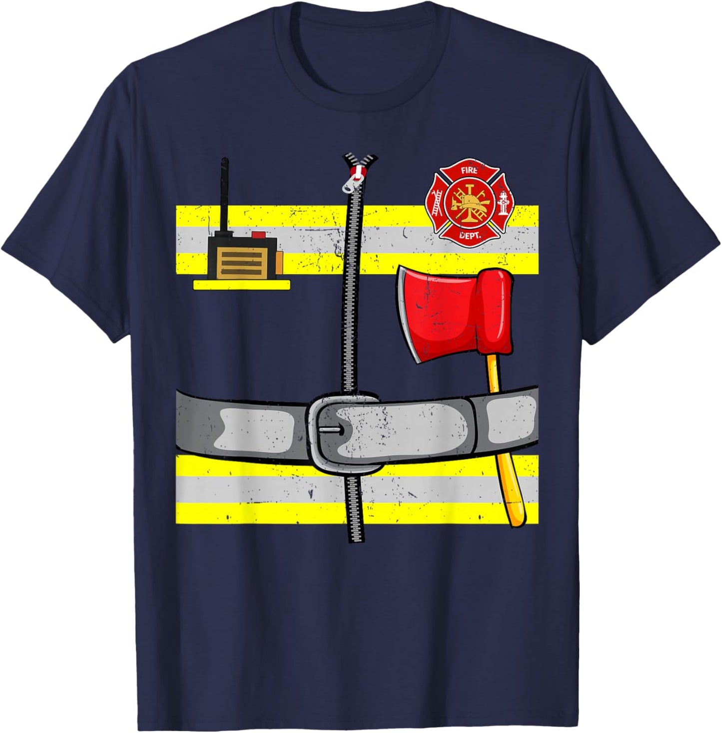 Funny Firefighter Fireman DIY Costume Cosplay Halloween Day T-Shirt - T-Shirt | Navy