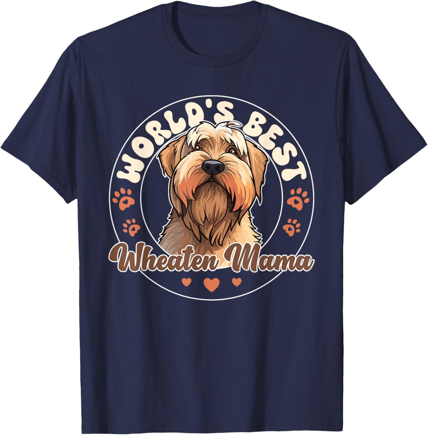 Irish Soft Coated Wheaten Terrier World's Best Wheaten Mama T-Shirt - T-Shirt | Navy