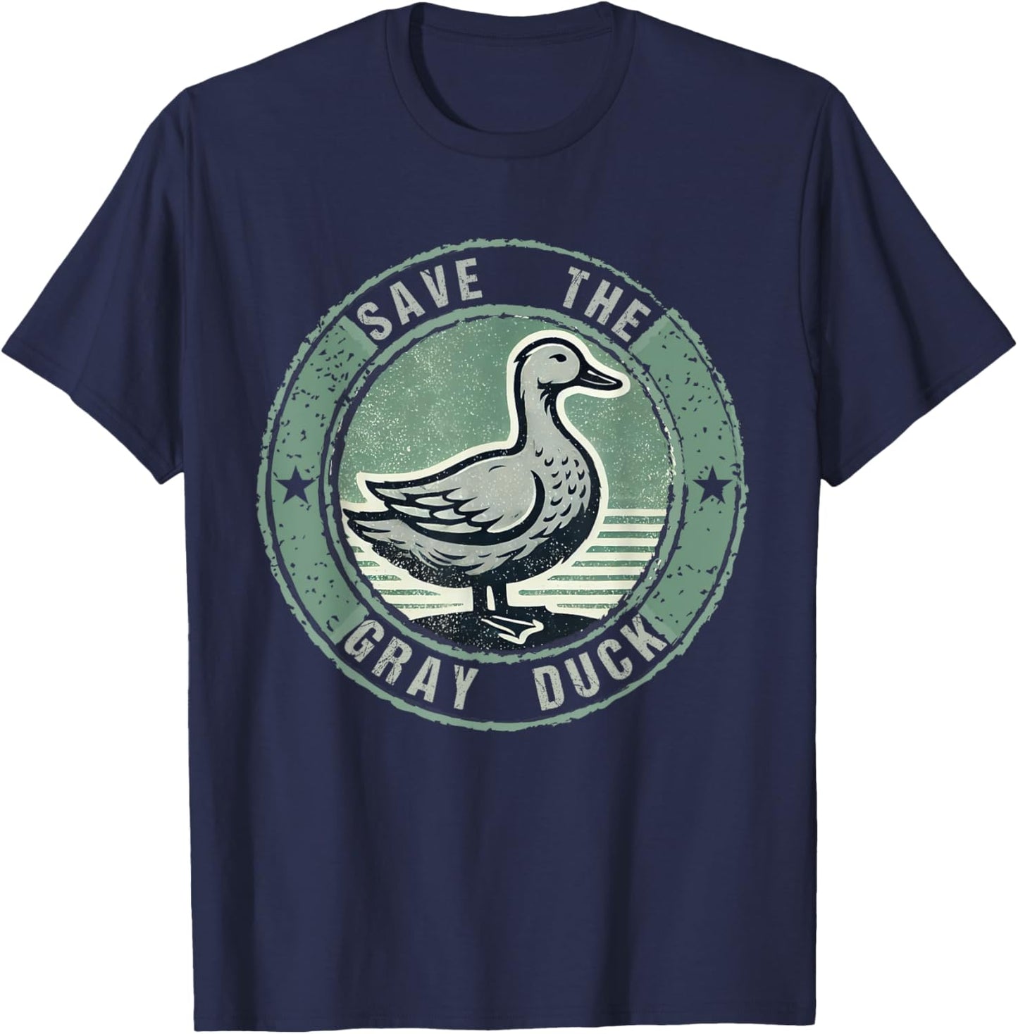 Funny Save The Gray Duck Vintage Black Small T-Shirt - T-Shirt | Navy