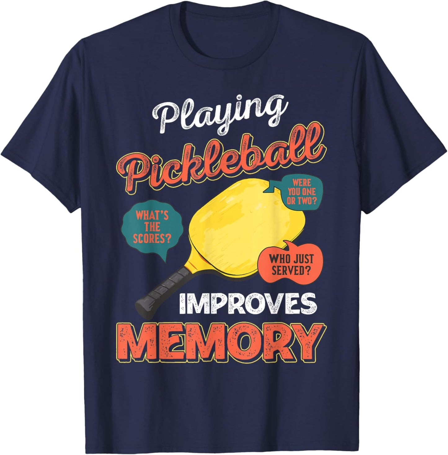 Funny pickleball sayings design Retro Paddle Court T-Shirt - T-Shirt | Navy