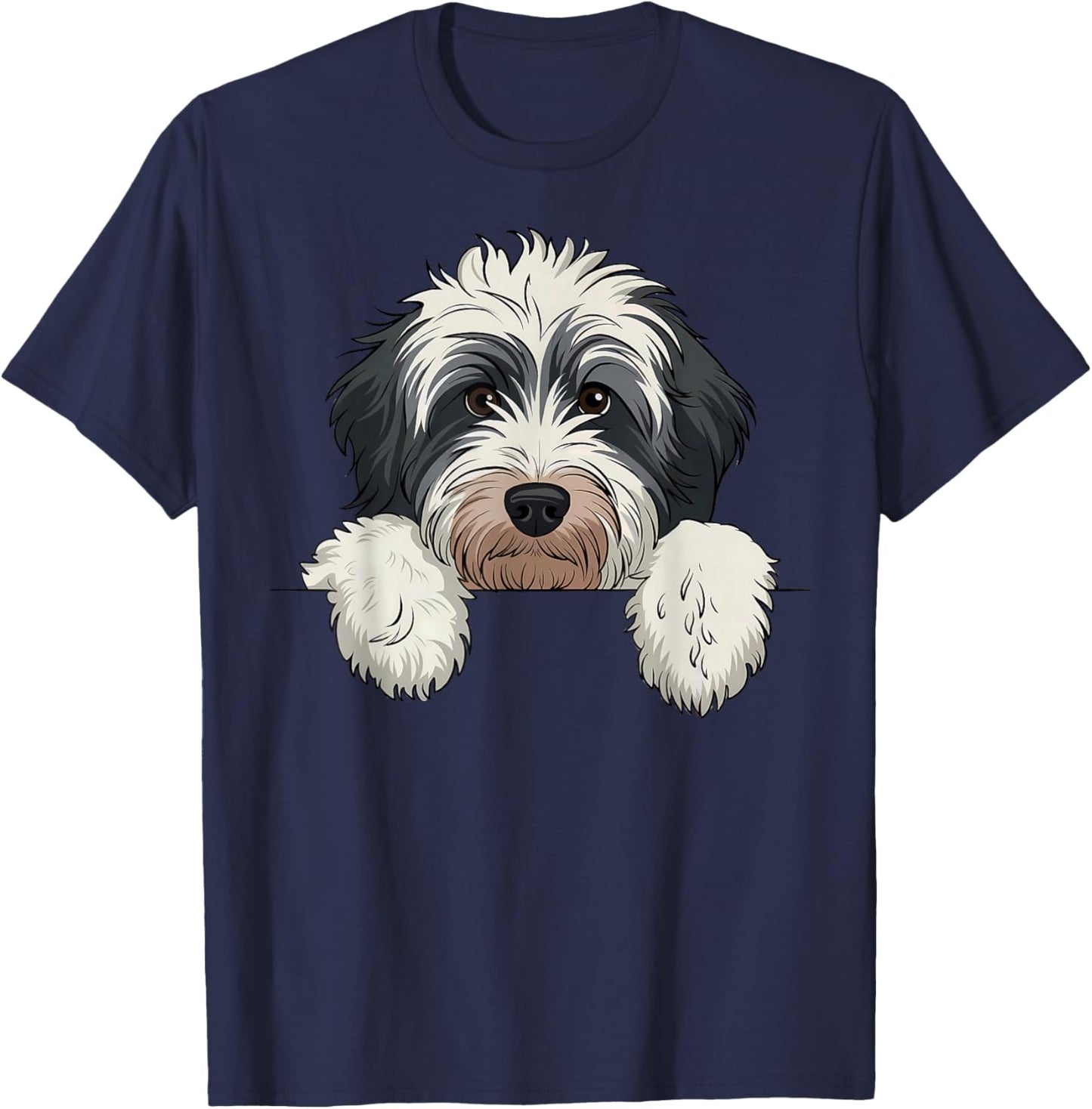 Cute Bernedoodle Peeking Doodle Puppy Dog Lover Men Women T-Shirt - T-Shirt | Navy