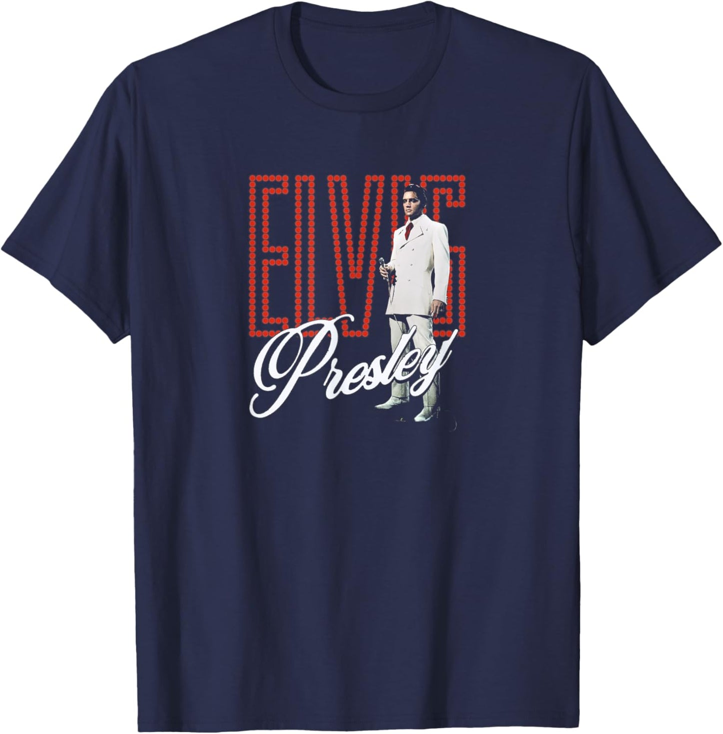 Elvis Presley Retro Lights T-Shirt - T-Shirt | Navy