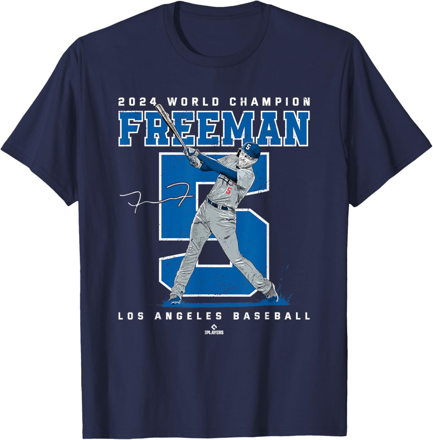Player Number 2024 World Champion Freddie Freeman MLBPA T-Shirt - T-Shirt | Navy