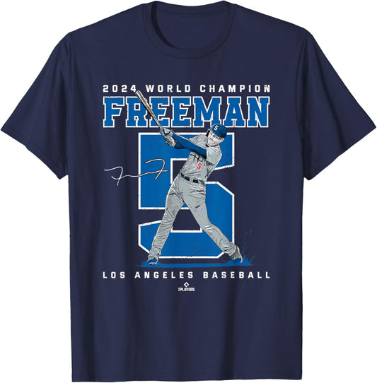 Player Number 2024 World Champion Freddie Freeman MLBPA T-Shirt - T-Shirt | Navy