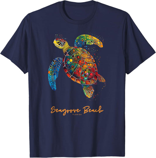 Seagrove Beach FL 30A Florida Vacation Vintage Sea Turtle T-Shirt - T-Shirt | Navy