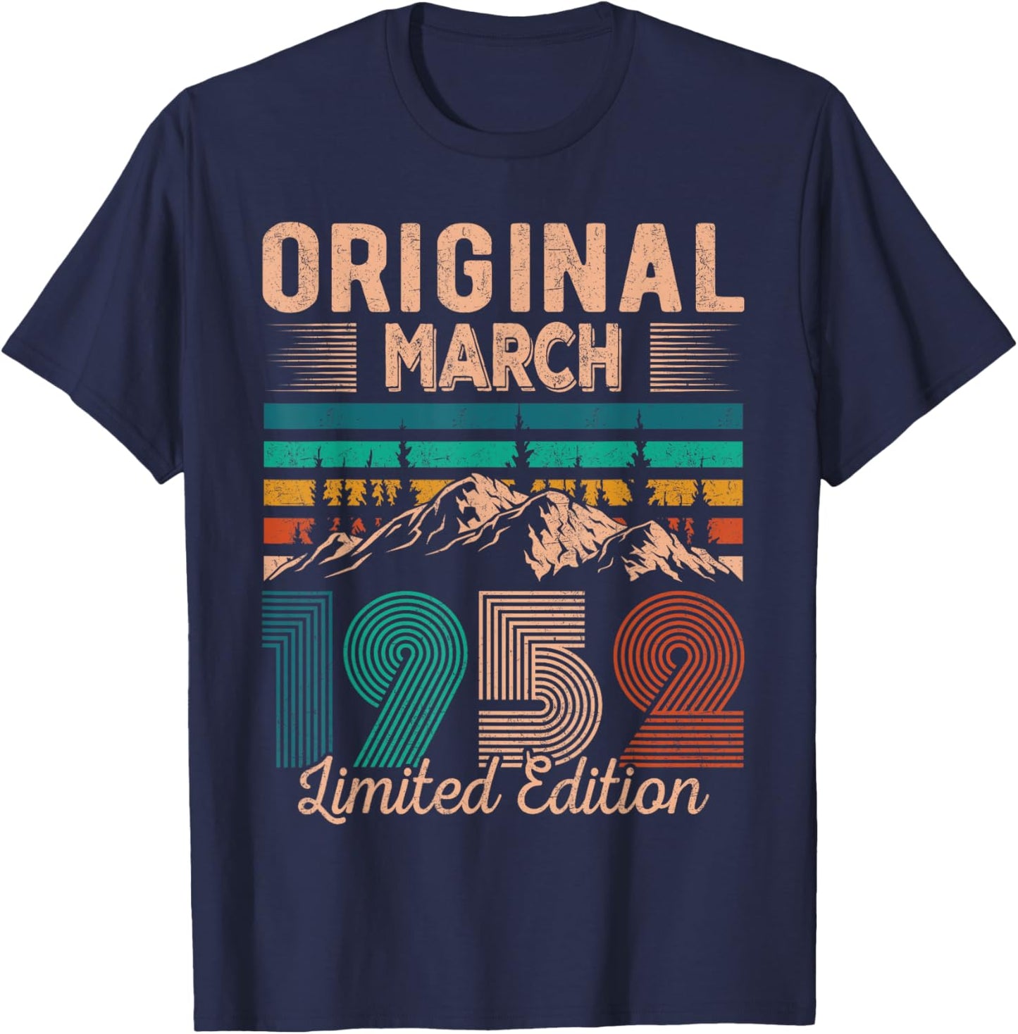 Original March 1952 Born in March 1952 Birthday T-Shirt - T-Shirt | Navy