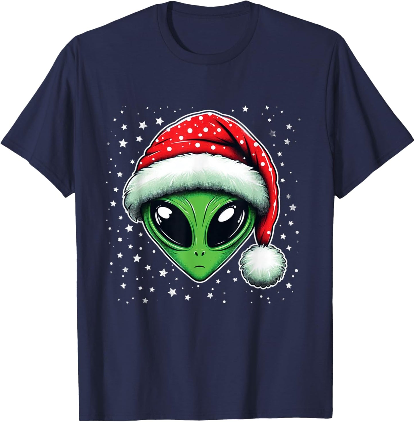 Christmas Alien Santa Hat Xmas Funny Alien Men Women T-Shirt - T-Shirt | Navy