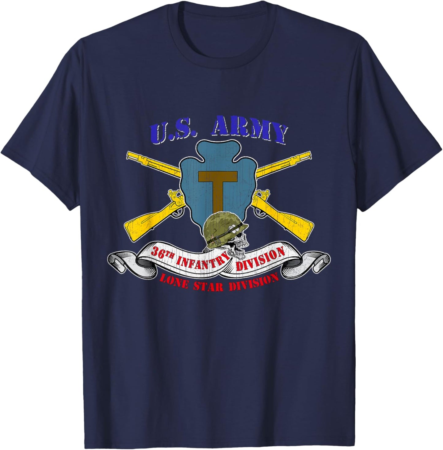 36th Infantry Division 36th ID Veteran Camp Mabry Vintage T-Shirt - T-Shirt | Navy