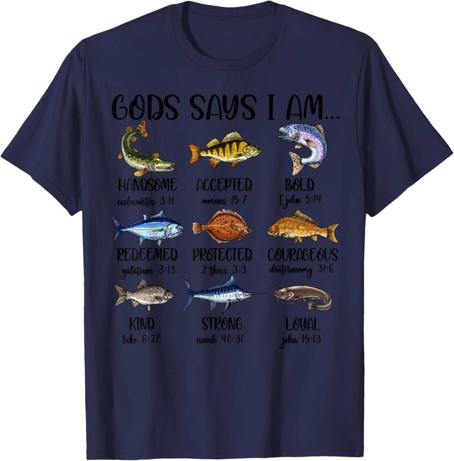Christian God Says I Am Fishing Toddler Boy Kids Men Jesus T-Shirt - T-Shirt | Navy