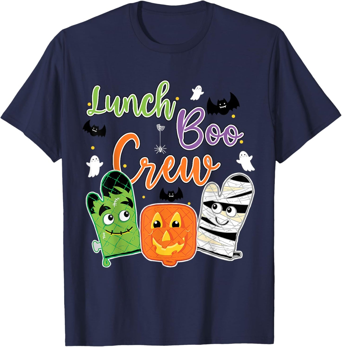 Funny Lunch Lady Boo Crew Halloween School Cafeteria Staff T-Shirt - T-Shirt | Navy