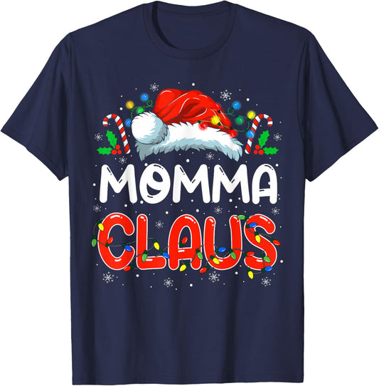 Momma Claus Christmas Family Matching Pajamas Funny Xmas T-Shirt - T-Shirt | Navy