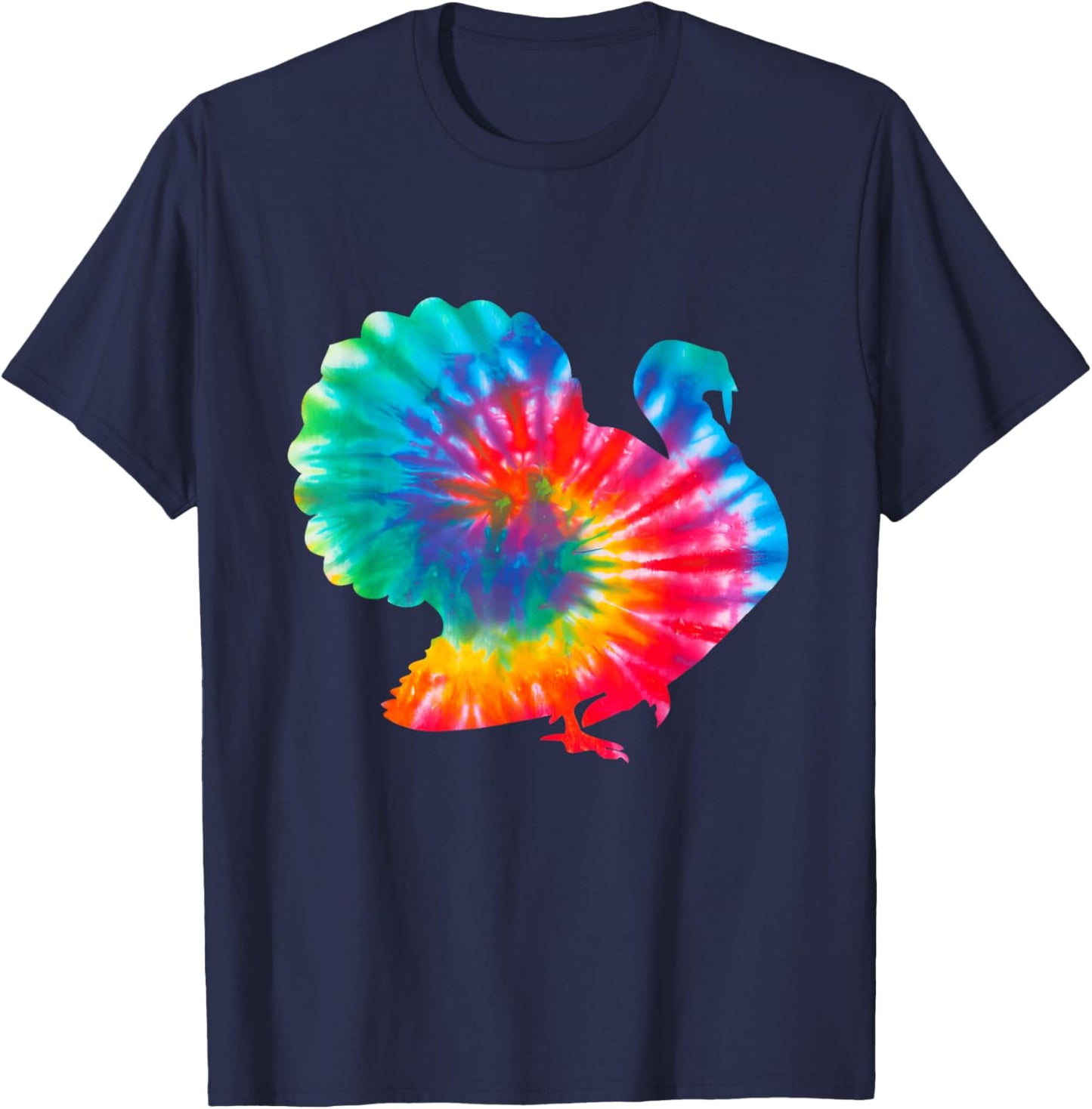 Tie Dye Turkey Colorful Thanksgiving T-Shirt - T-Shirt | Navy
