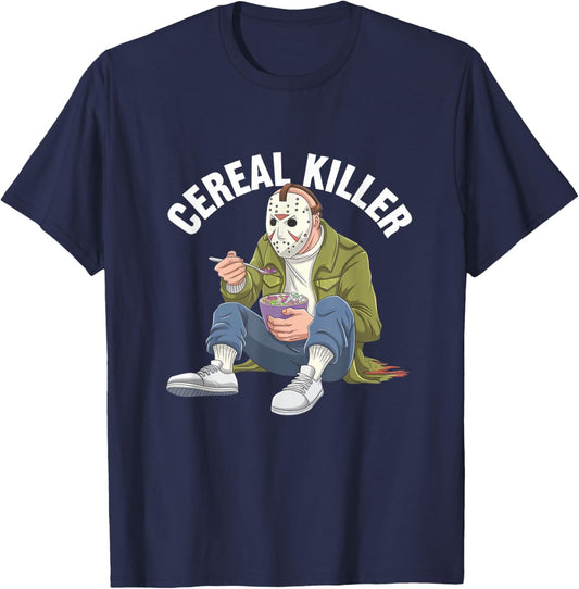 Cereal Killer Funny Halloween Horror Movie Masked Man T-Shirt - T-Shirt | Navy