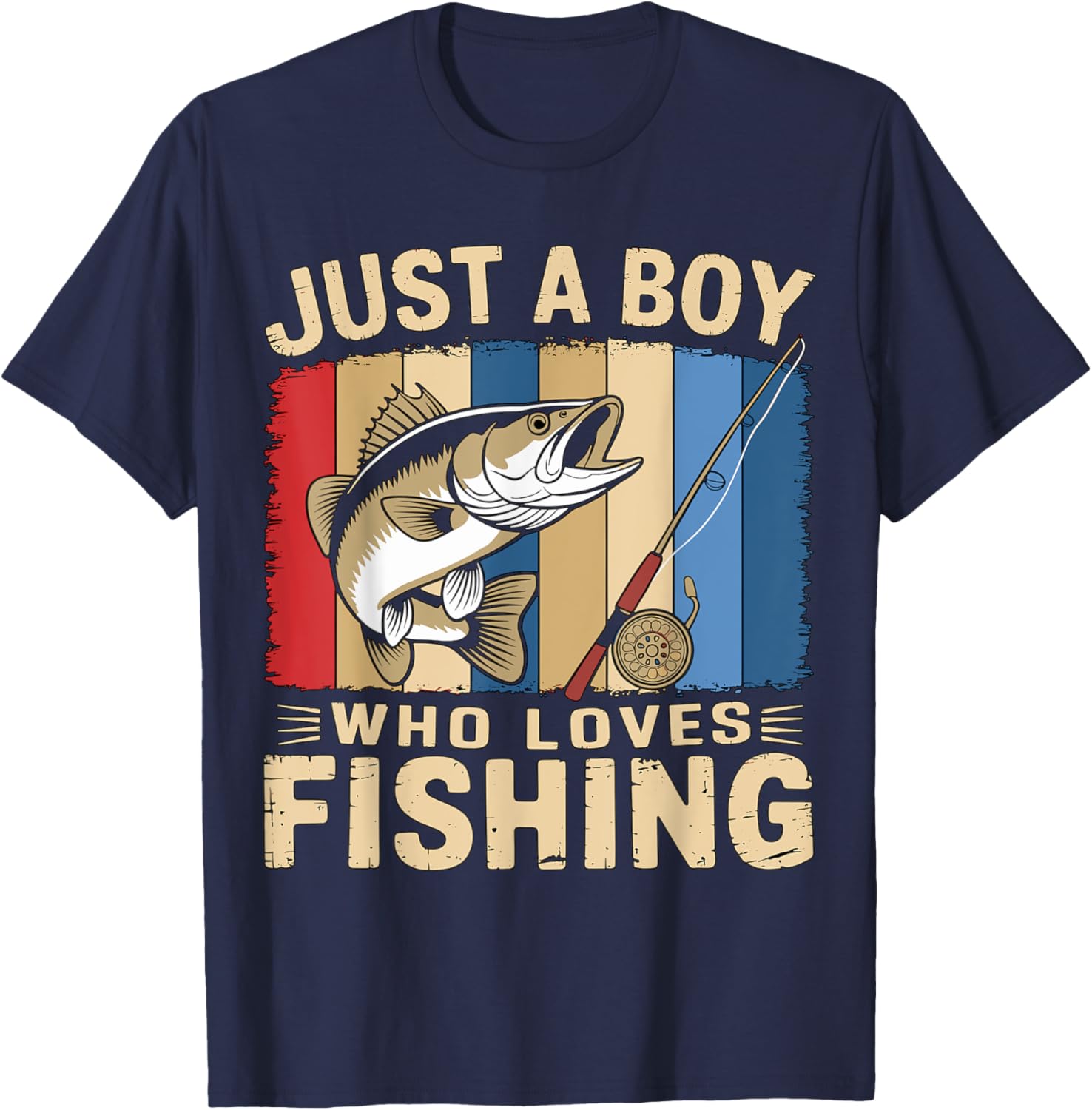 Magical and Funny Fisher Gifts Fisherman Just a Boy who loves Fishing Adult Fishing Black Short Sleeve Regular Fit Small T-Shirt - T-Shirt | Navy
