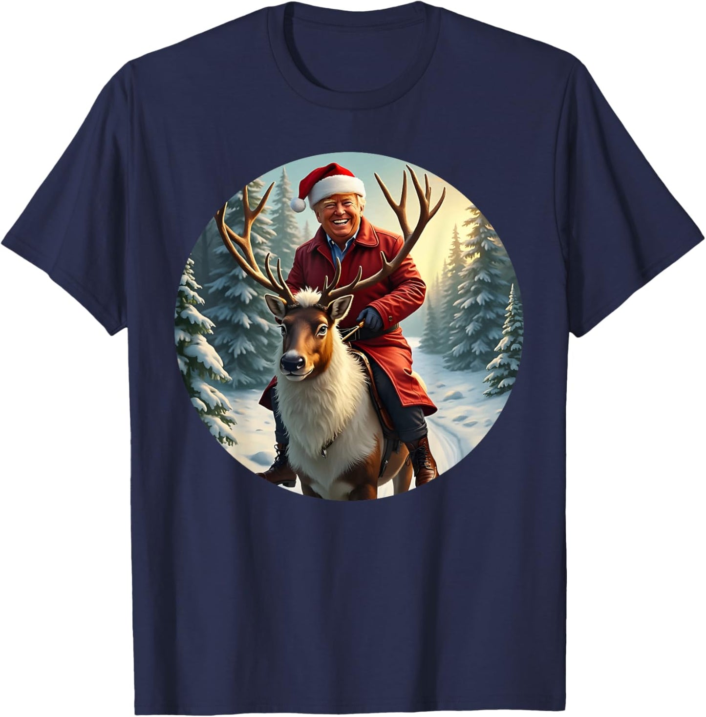 Santa Trump Xmas Donald Apparel Funny Christmas Pajamas T-Shirt - T-Shirt | Navy