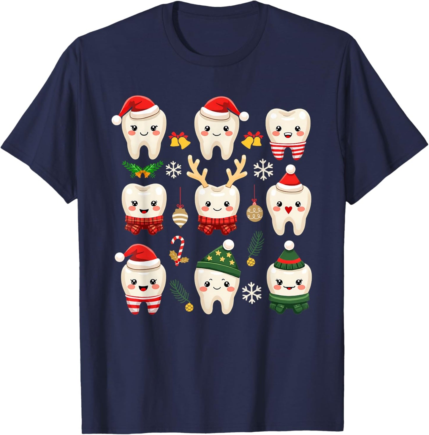 Funny Dental Christmas Teeth Cute Xmas Dentist Squad Crew T-Shirt - T-Shirt | Navy