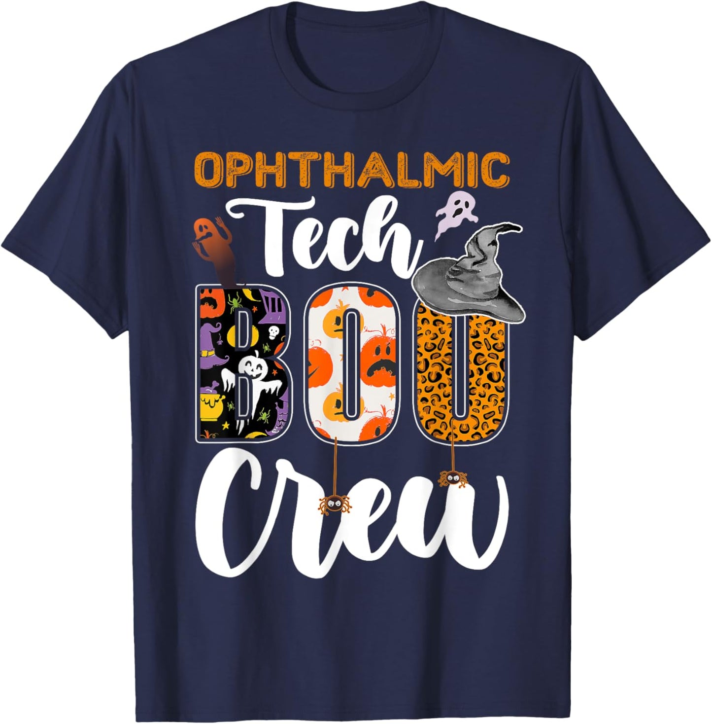 Ophthalmic Tech Boo Crew Halloween Matching Technician T-Shirt - T-Shirt | Navy