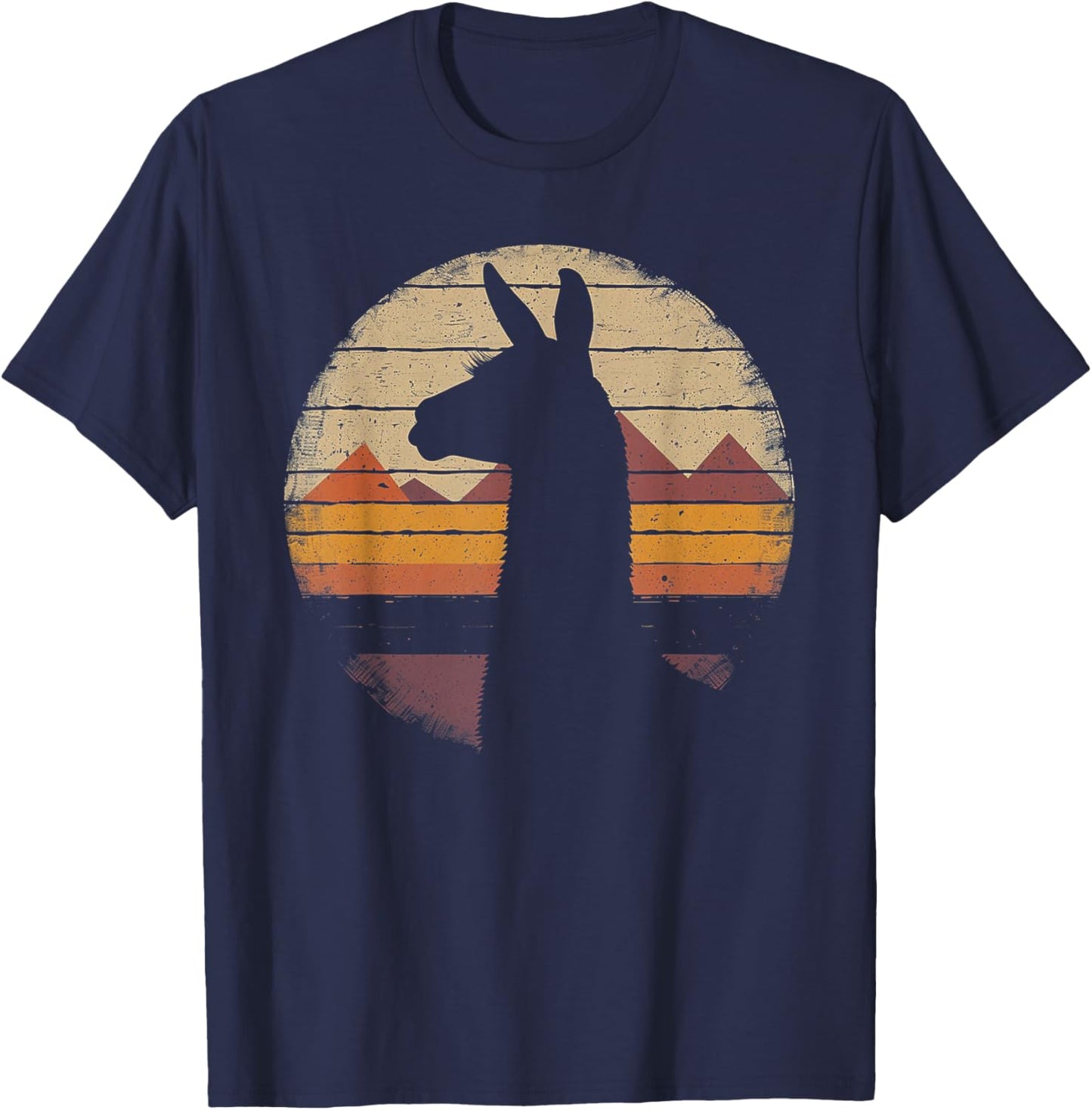Llama Alpaca - Retro 70s 80s Graphic Vintage Men Women T-Shirt - T-Shirt | Navy