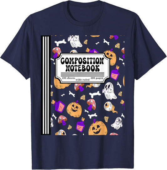 Composition Notebook Matching Halloween Costume For Teachers T-Shirt - T-Shirt | Navy
