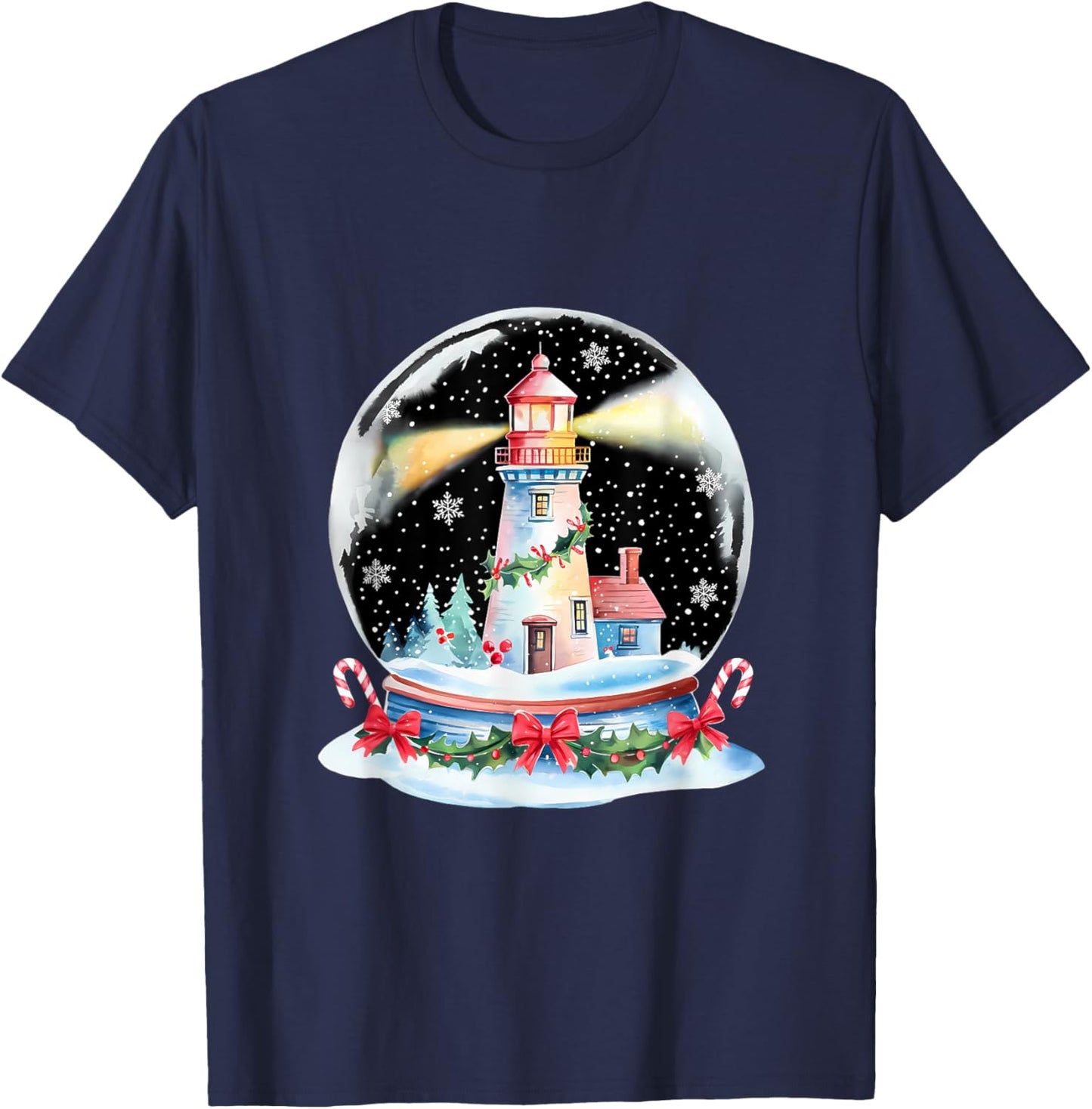 Christmas Ball Lighthouse Xmas Merry Christmas Winter T-Shirt - T-Shirt | Navy