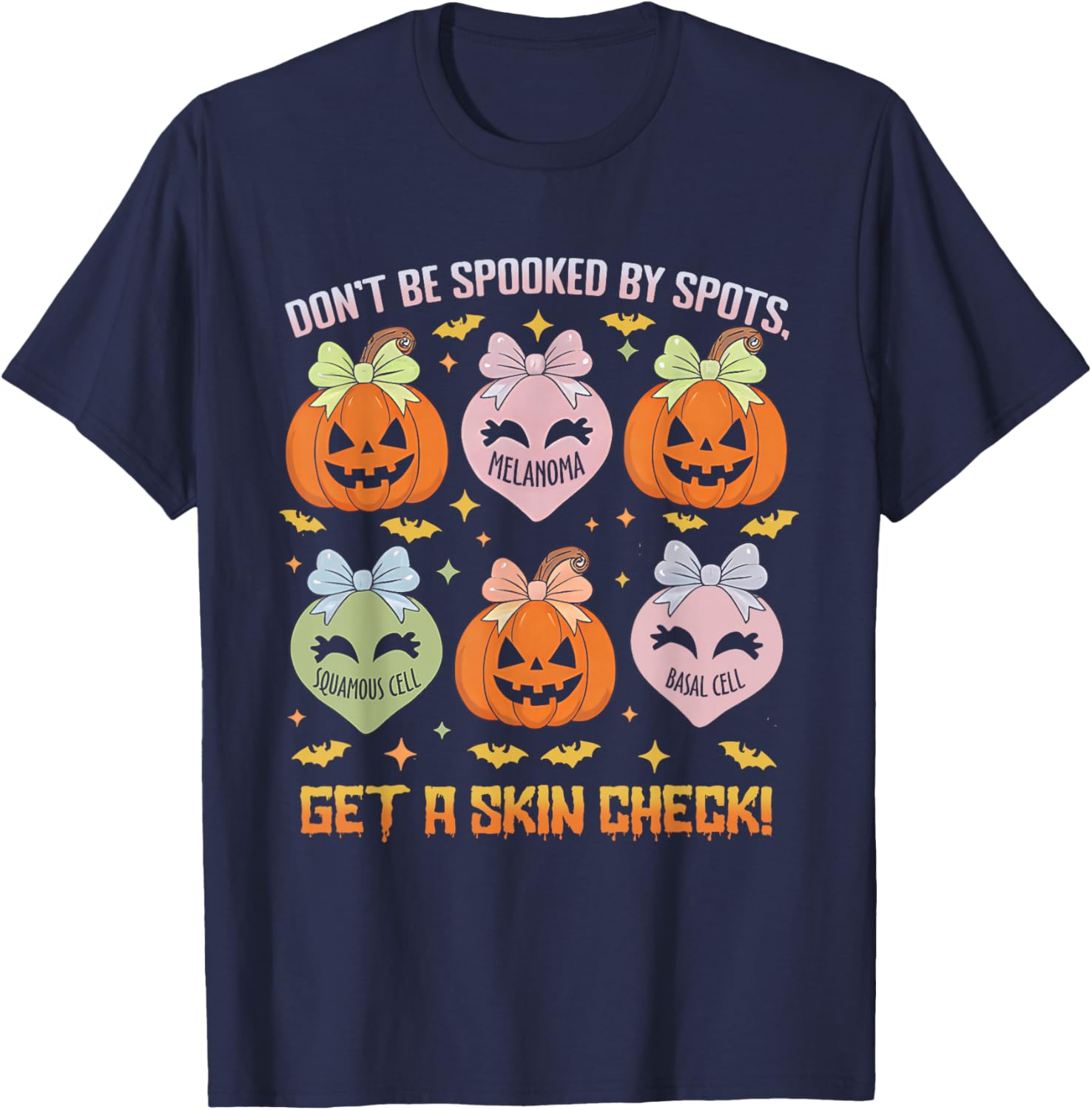 Dermatology Nurse Halloween Get A Skin Check Dermatologist T-Shirt - T-Shirt | Navy