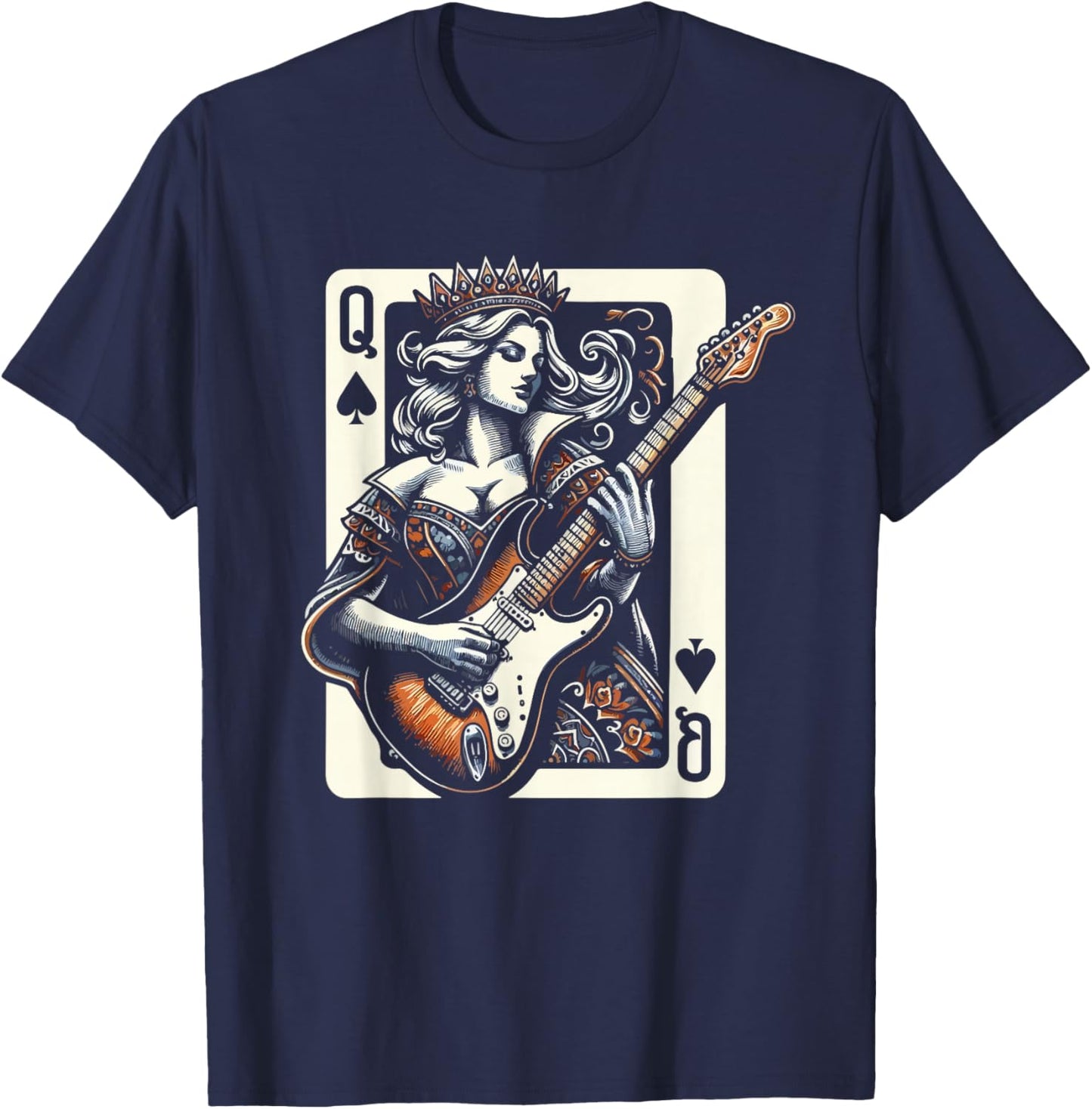 Women Queen Guitar Music Cool Guitarist T-Shirt - T-Shirt | Navy