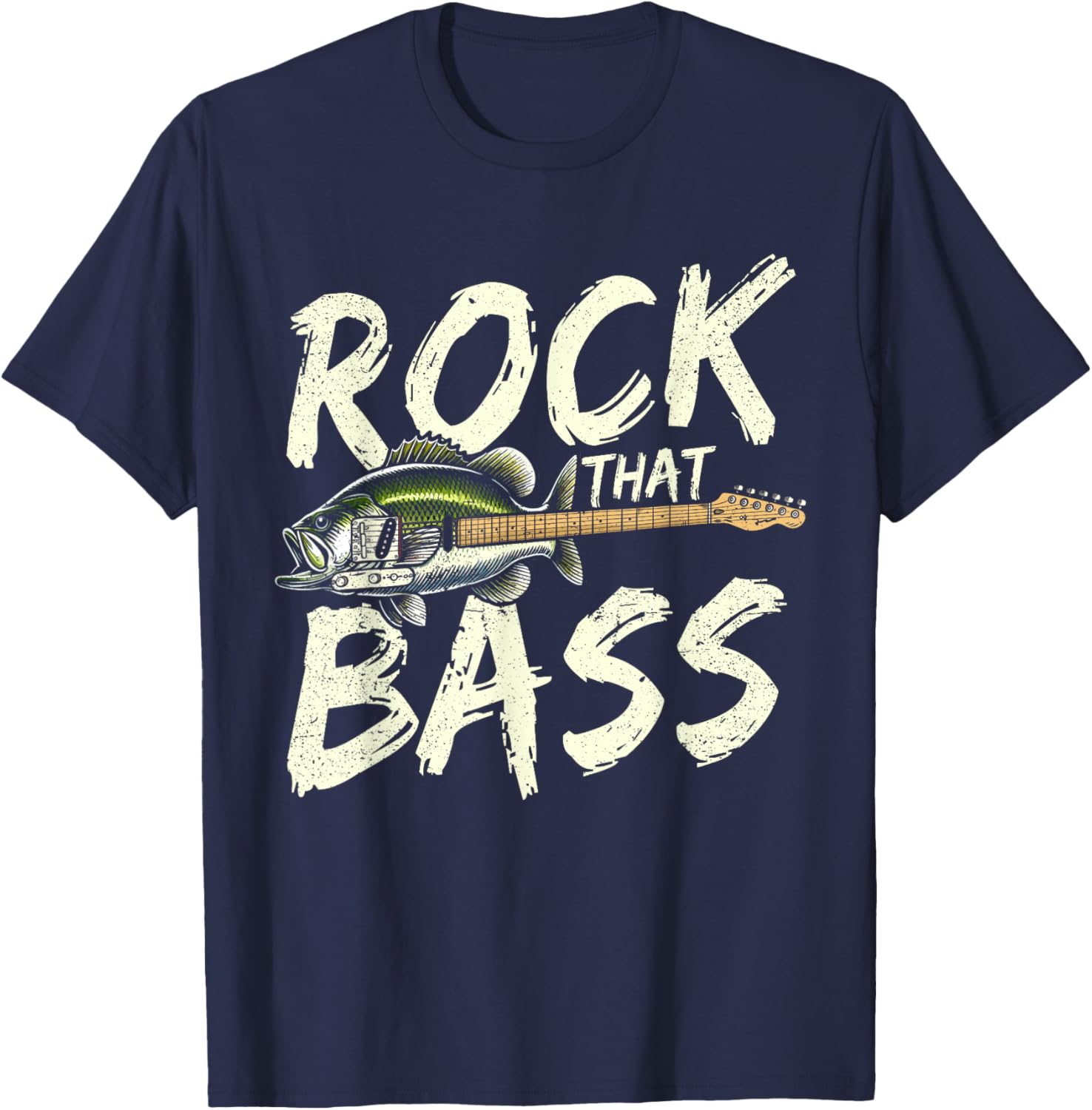 Rock that Bass Funny Fisherman Fishing meme T-Shirt - T-Shirt | Navy