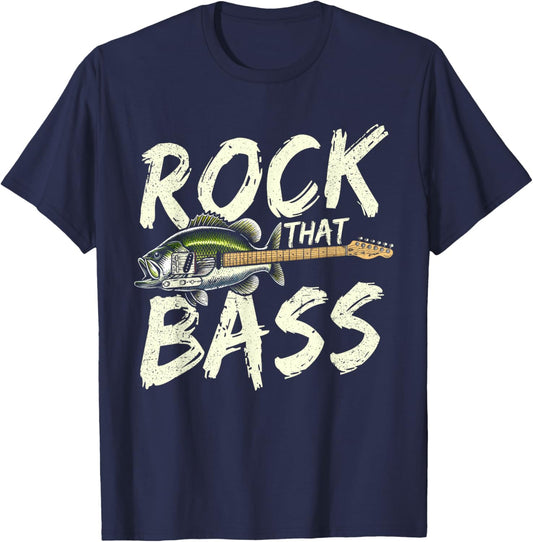 Rock that Bass Funny Fisherman Fishing meme T-Shirt - T-Shirt | Navy