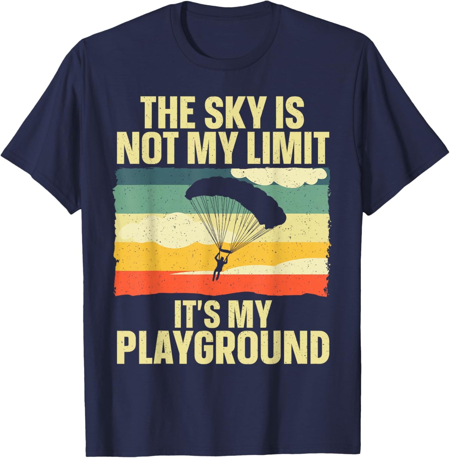 Best Skydiving Gift Skydiving Accessories & Stuff -Adult Black Small Fun, Modern Classic Fit Short Sleeve Pull On T-Shirt - T-Shirt | Navy