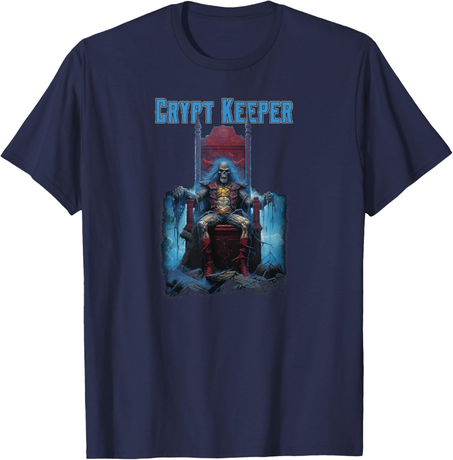 Crypt Keeper Gothic Skeleton Halloween T-Shirt - T-Shirt | Navy
