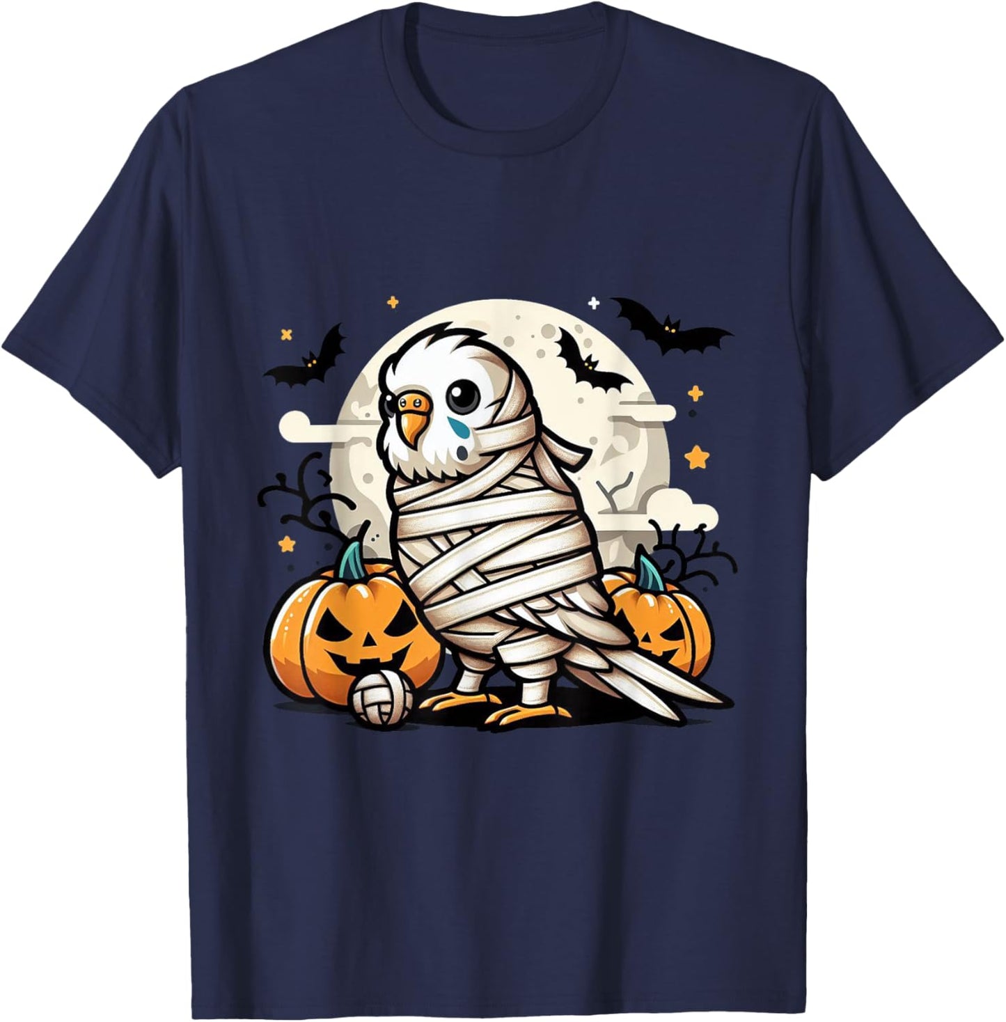 spooky Budgie mummy T-Shirt - T-Shirt | Navy