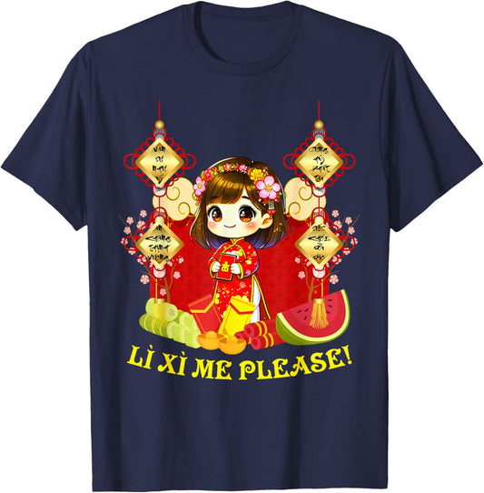 Li Xi Me Please Xuan At Ty Happy Tet Chuc Mung Nam Moi 2025 -Child T-Shirt - T-Shirt | Navy