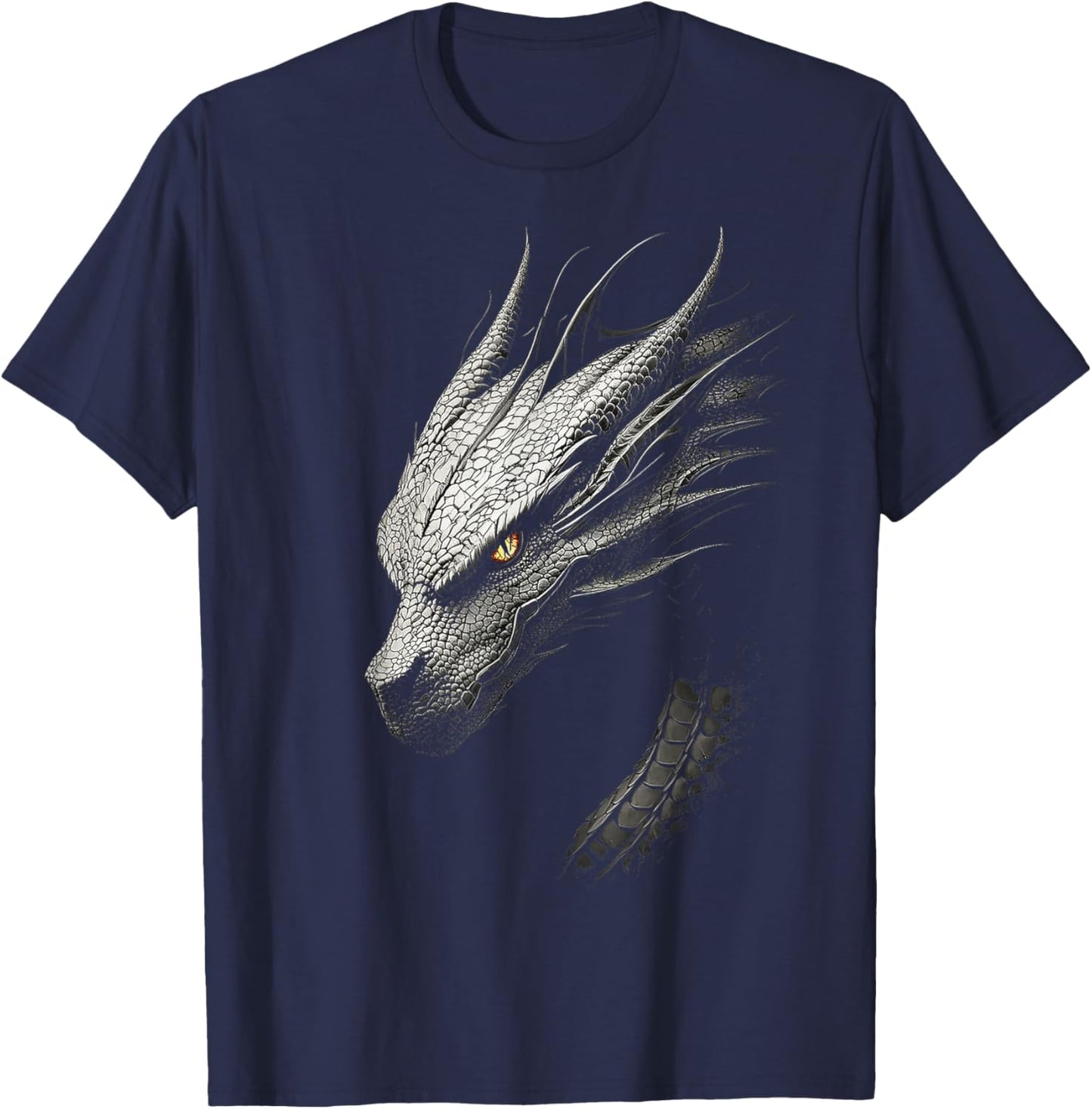 Silver Dragon Graphic Mythical Artwork Silver Dragon T-Shirt - T-Shirt | Navy