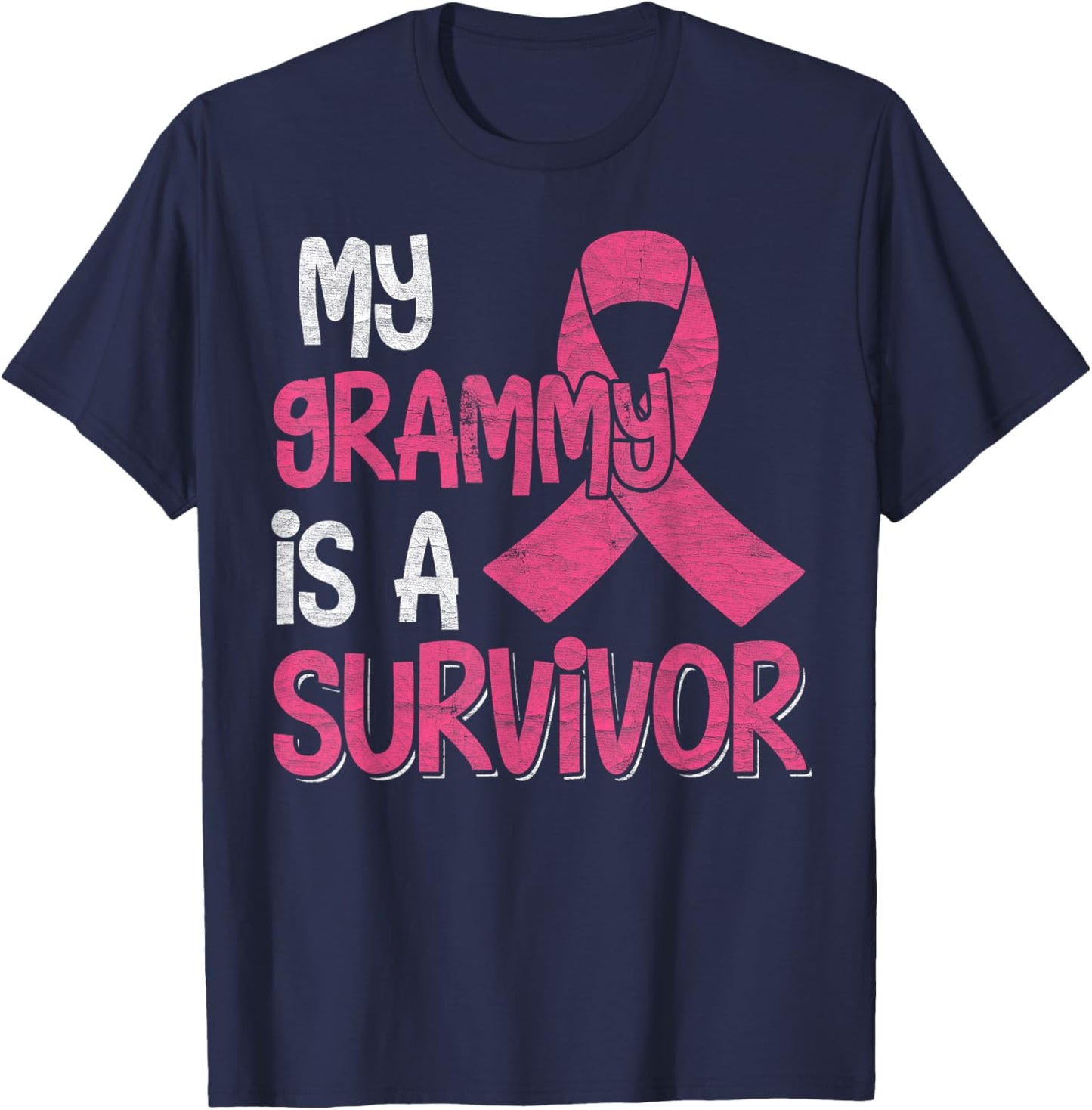 My Grammy Is A Survivor - Breast Cancer Support Squad T-Shirt - T-Shirt | Navy