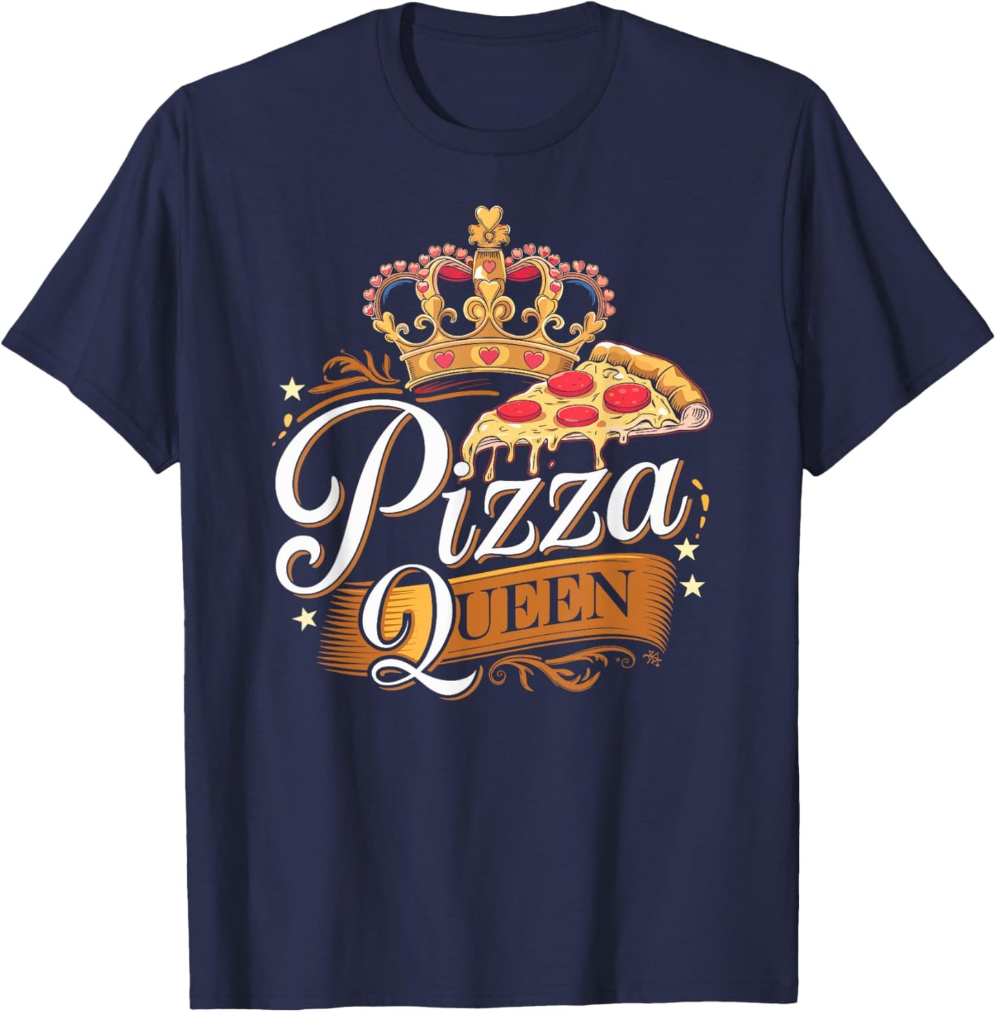 Pizza Queen Girl Loves Pizza Funny Pizza Lover T-Shirt - T-Shirt | Navy