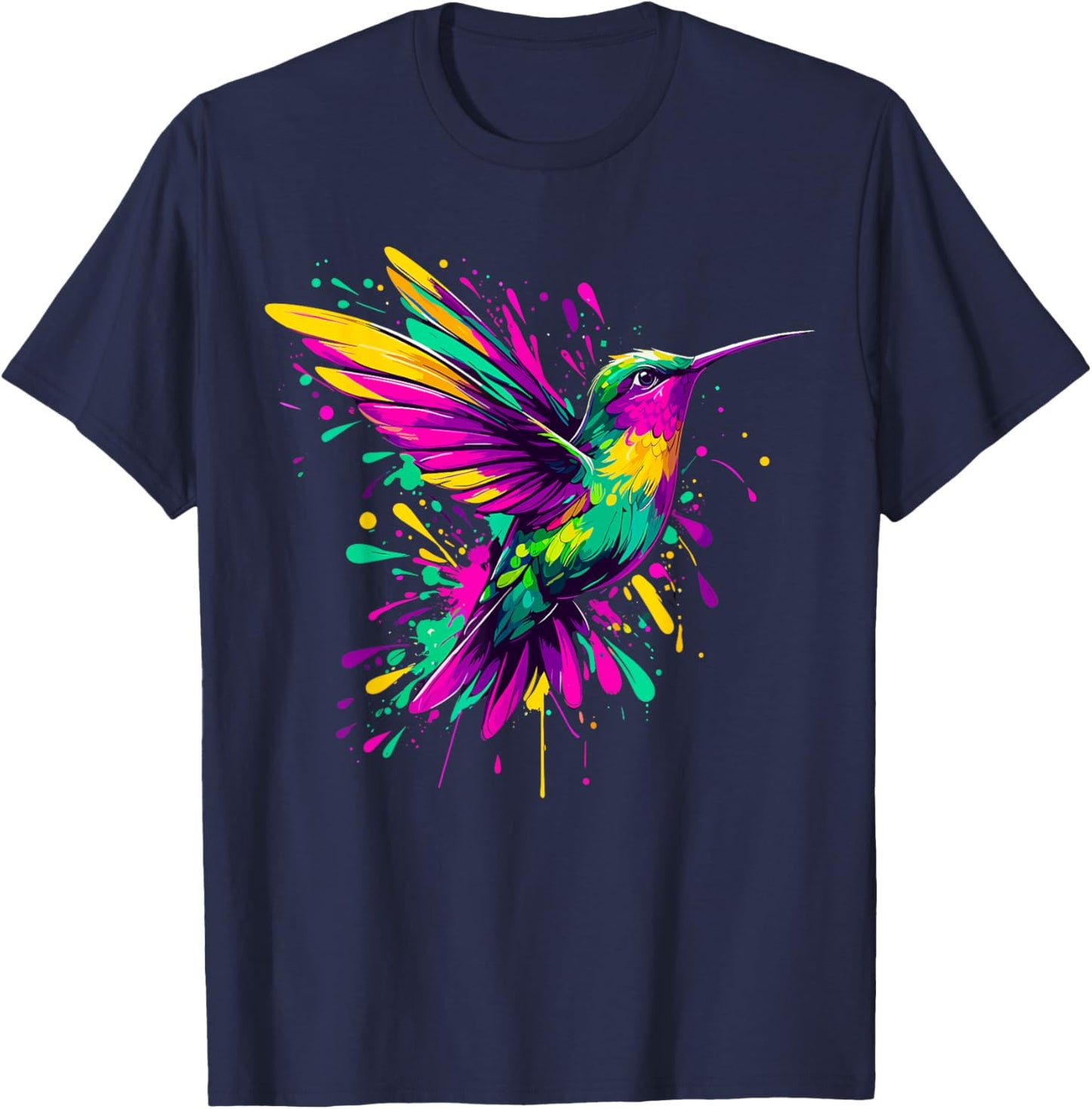 Hummingbird Watercolor Art T-Shirt - T-Shirt | Navy