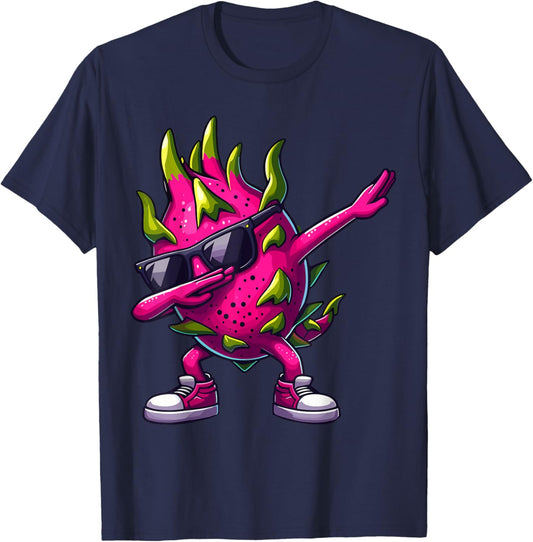 Dragon fruit Dabbing Dance Sunglasses Fruit Lovers T-Shirt - T-Shirt | Navy