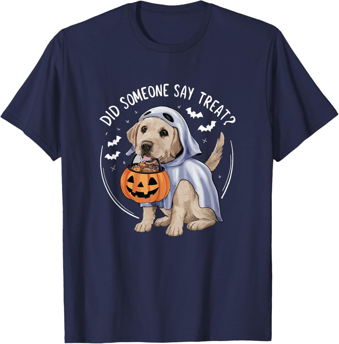 Ghost Labrador Puppy Treats Halloween Labrador Dog Lover Women Kids T-Shirt - T-Shirt | Navy