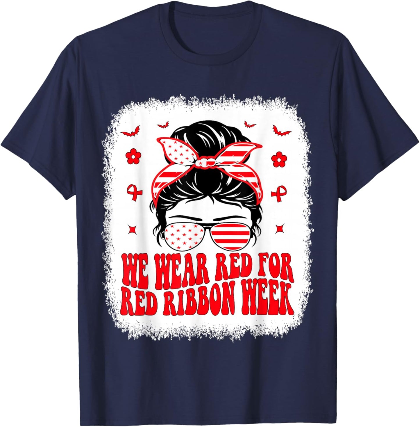 Drug Free Red Ribbon Week Awareness Say No to Drugs Wear Red T-Shirt - T-Shirt | Navy