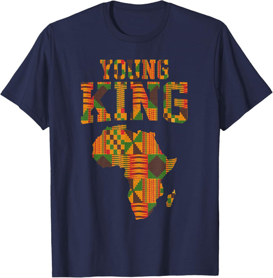 African King Art For Boys Toddlers Kente Cloth African Print T-Shirt - T-Shirt | Navy