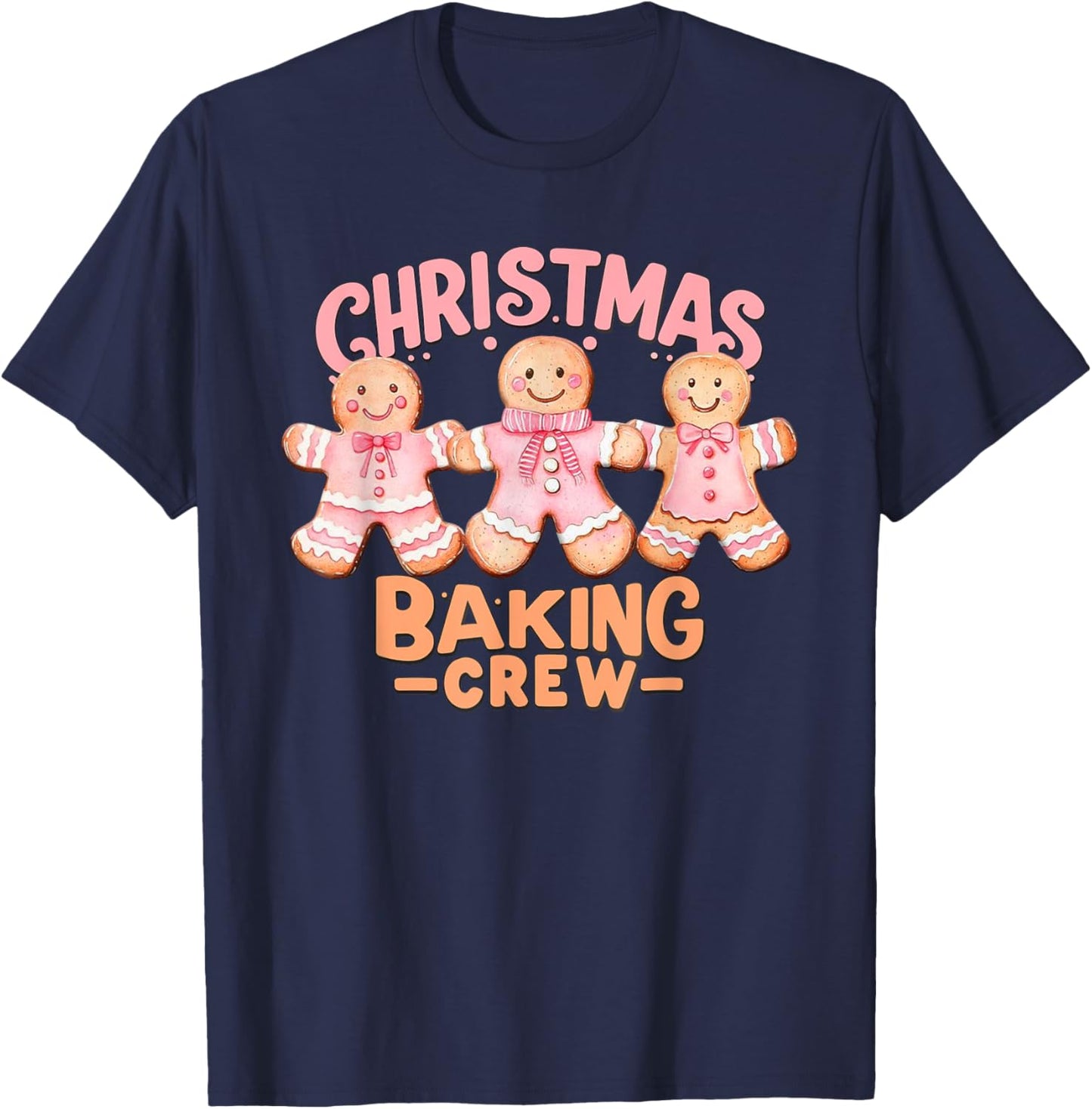 Christmas Baking Crew Pink Gingerbread Cookie Family Baking T-Shirt - T-Shirt | Navy