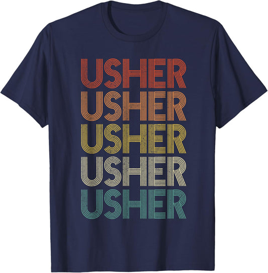 Usher Vintage Retro T-Shirt - T-Shirt | Navy