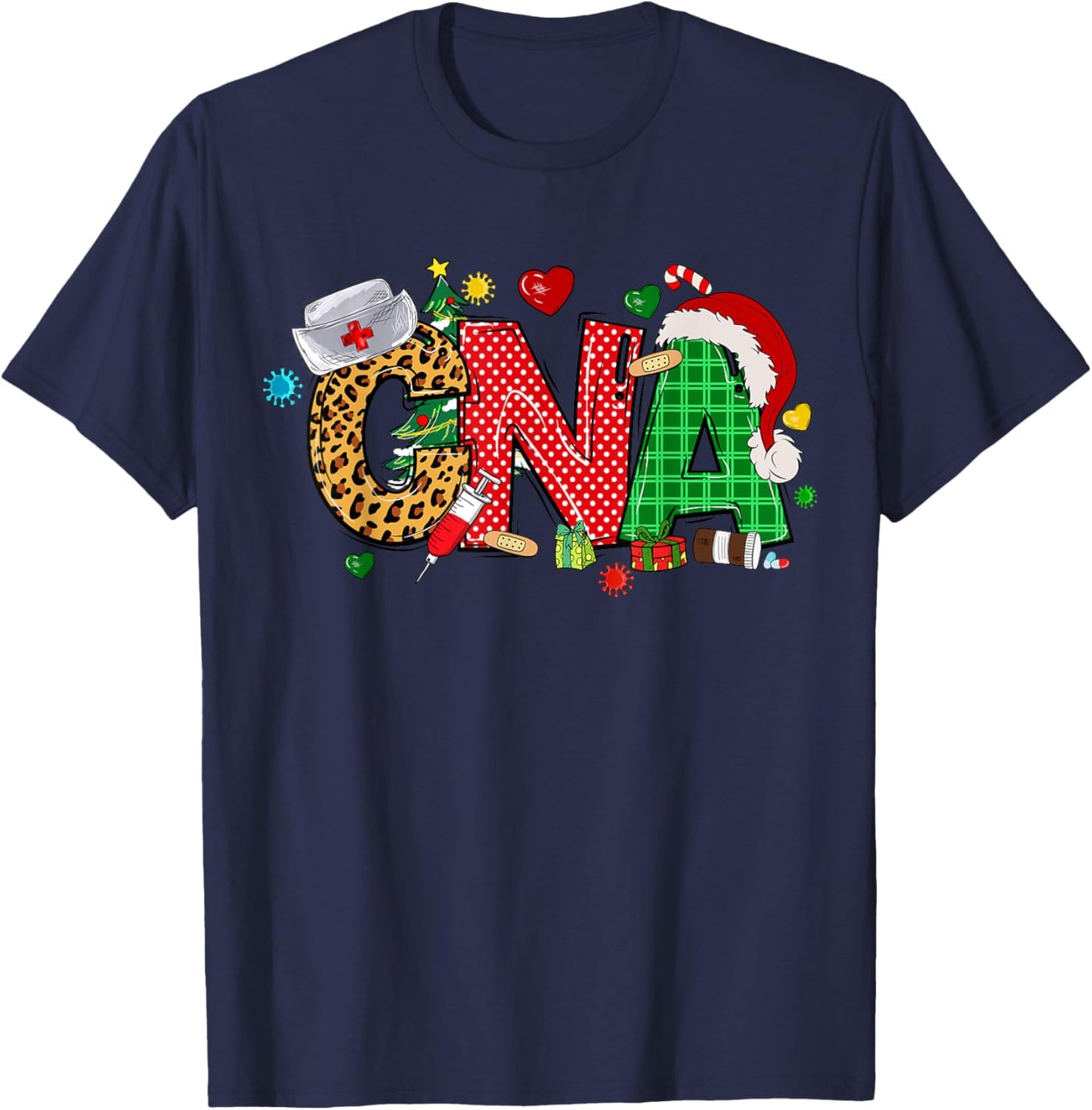 Barefoot Gang Nurse Life - Merry Christmas CNA Certified Nursing Assistant -Adults , Black, Small, Short Sleeve T-Shirt - T-Shirt | Navy