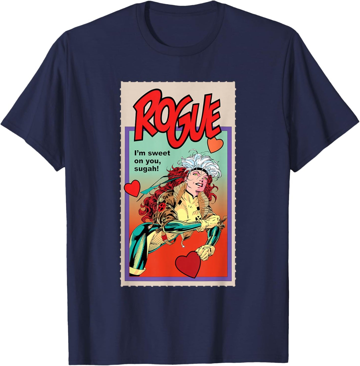 Marvel X-Men Retro ’90s Valentine’s Day Card Rogue T-Shirt - T-Shirt | Navy