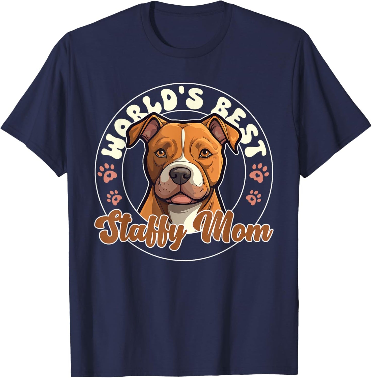 American Staffordshire Terrier World's Best Staffy Mom T-Shirt - T-Shirt | Navy