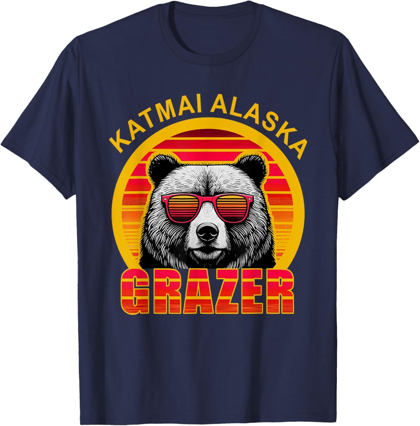 Katmai Alaska Grazer Vintage Fat Bear Week 2024 T-Shirt - T-Shirt | Navy