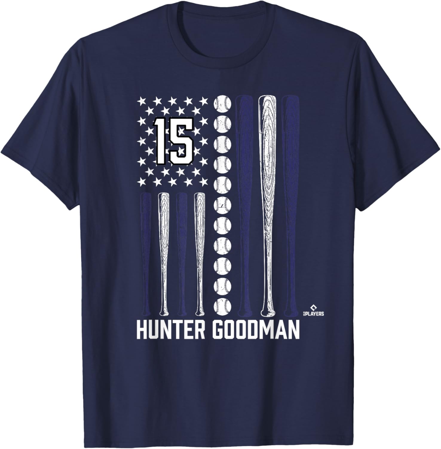 Baseball American Flag Hunter Goodman Colorado Baseball T-Shirt - T-Shirt | Navy