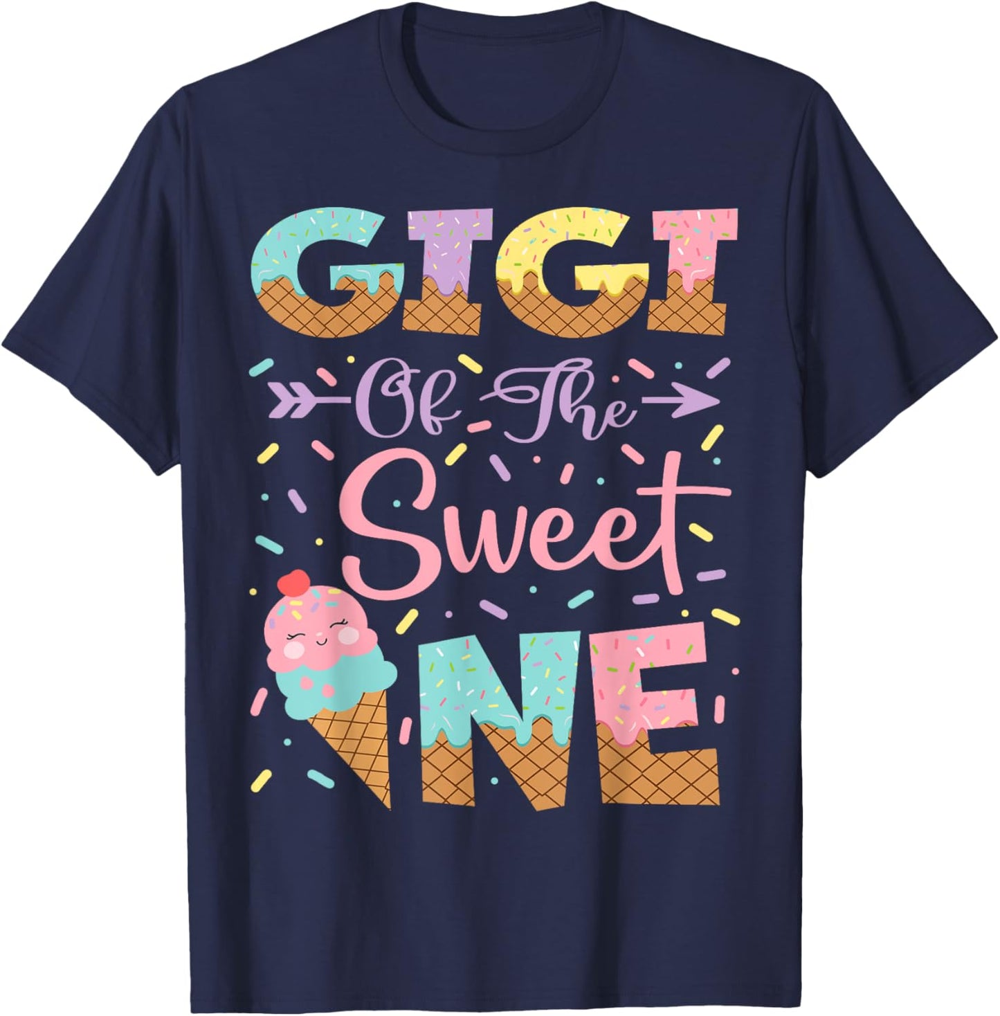 Gigi Of The Sweet One Ice Cream 1St Birthday Girl T-Shirt - T-Shirt | Navy