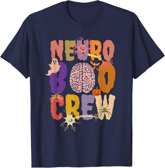 Neuro Boo Crew Halloween Anatomical Brain Anatomy Neurology T-Shirt - T-Shirt | Navy